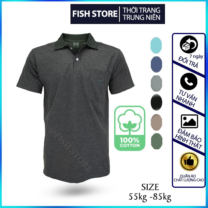 Áo polo nam form rộng cotton đẹp trung niên tay ngắn cao cấp FF49M