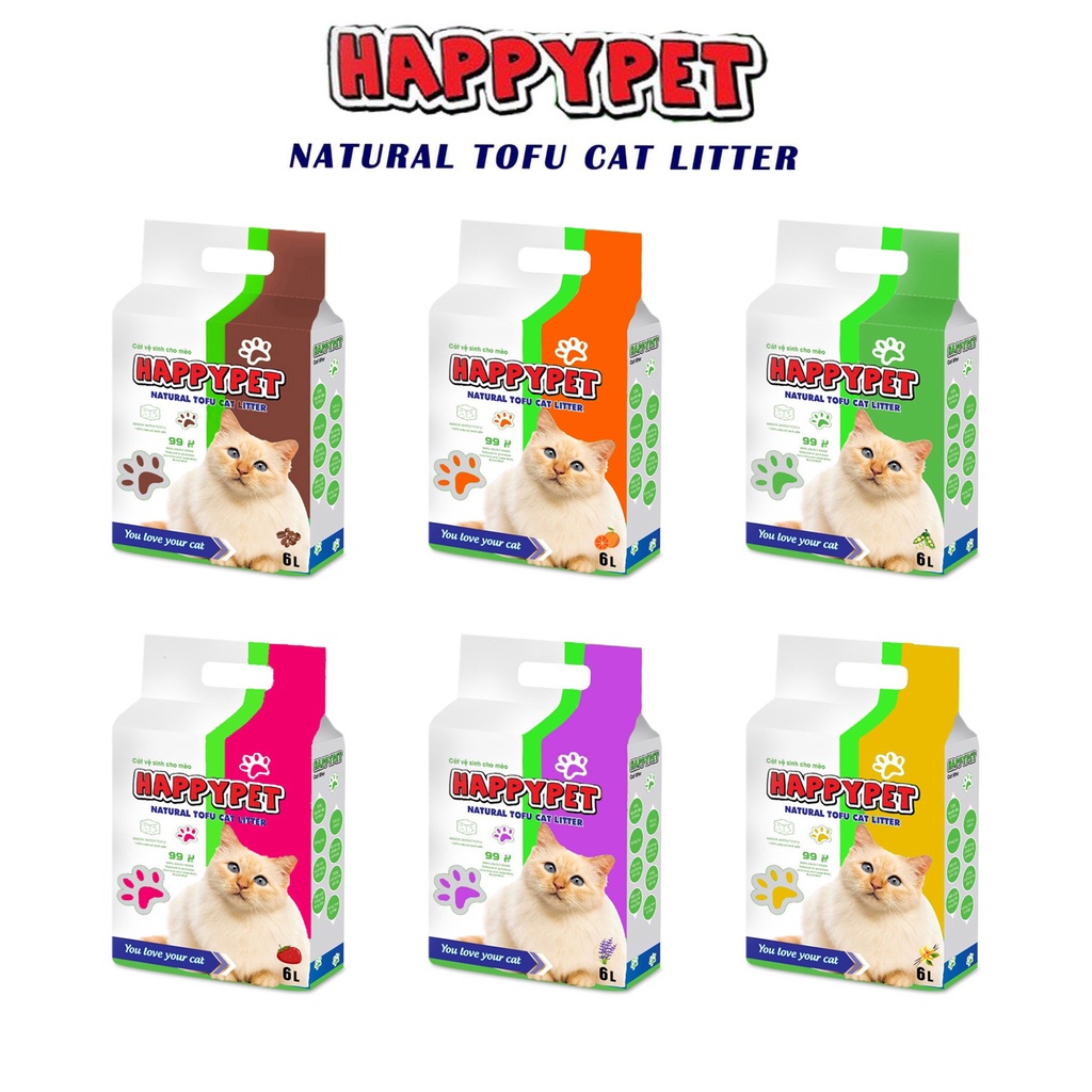 Cát Đậu Nành Hữu Cơ HAPPY PET (6L) Vệ Sinh Cho Mèo - Cát Đậu Phụ/ Cát Mèo Khử Mùi, Ít Bụi