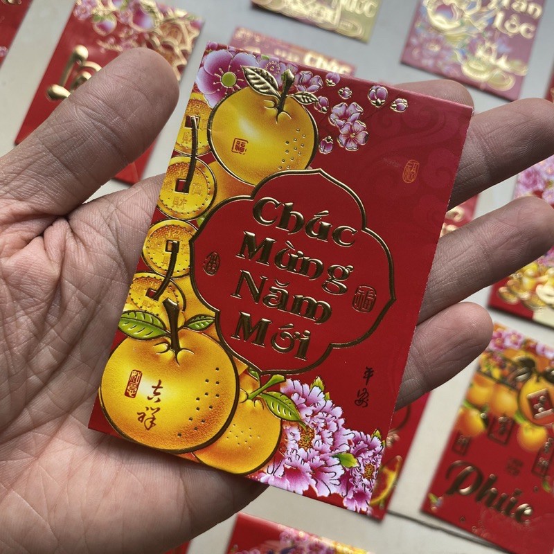 Lì Xì Nhũ chữ nổi