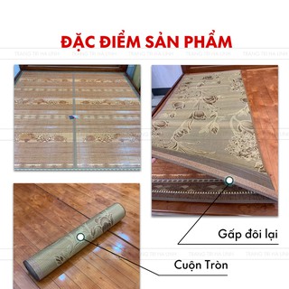 Chiếu trúc tăm vân gỗ đế lụa loại đẹp