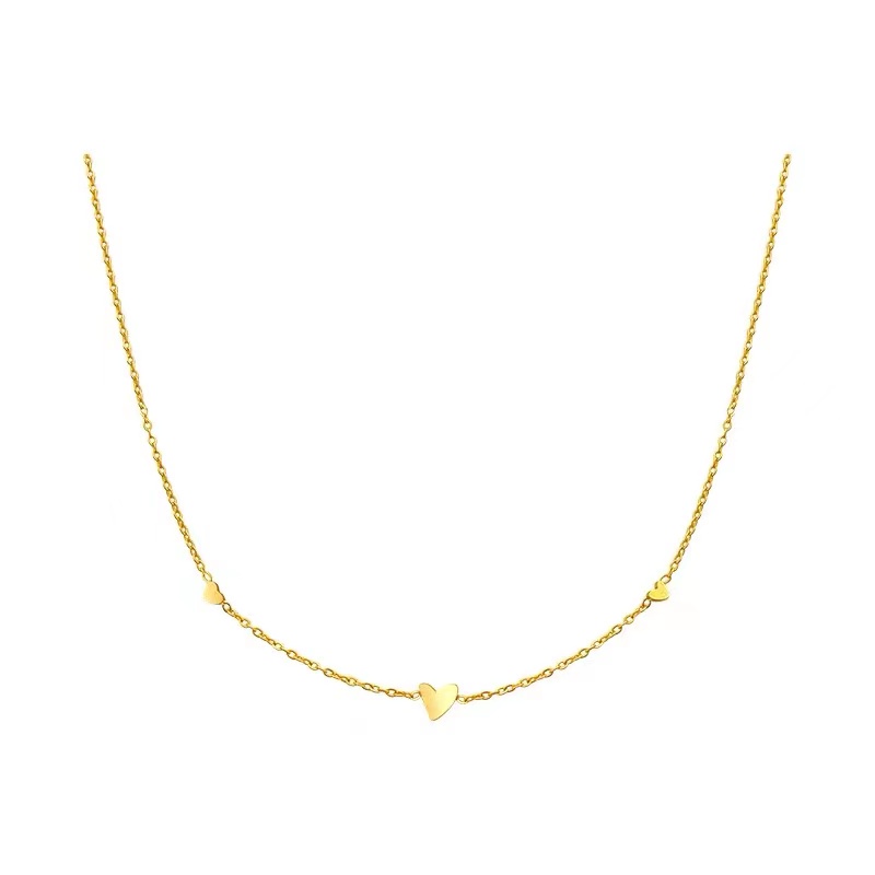 Dây Chuyền Vàng Mặt Trái Tim Mini Bằng Thép Titan Đơn Giản Thời Trang