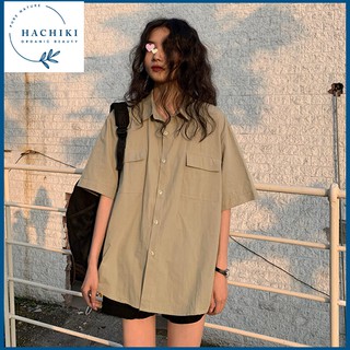 Áo sơ mi nữ Hàn Quốc Áo sơ mi nữ form rộng BASIC dễ phối đồ, phù hợp mọi Style HACHIKI Áo sơ mi nữ Bản PREMIUM