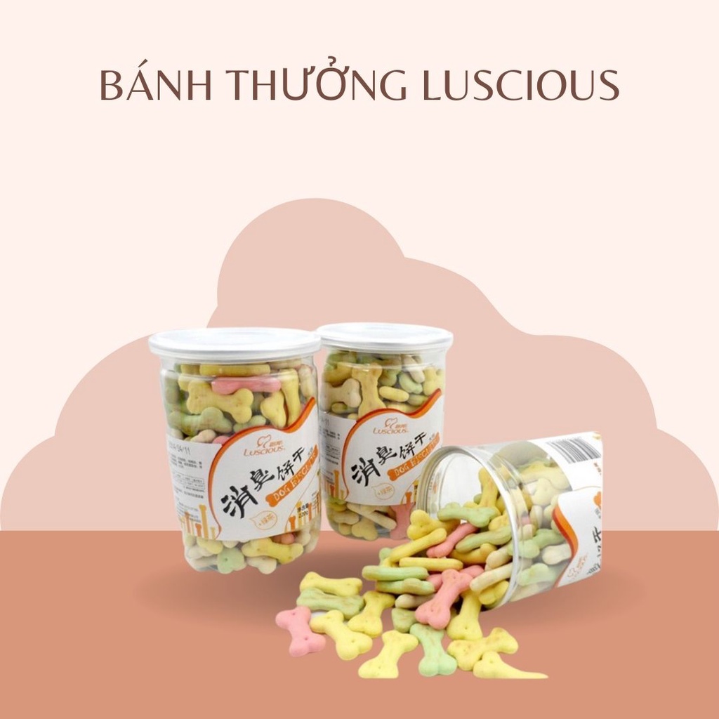 Snack bánh quy cho chó mèo - Bánh thưởng LUSIOUS hộp 220gr