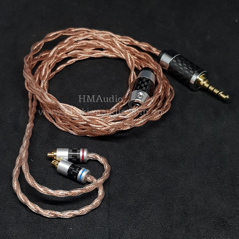 Dây tai nghe đồng 7N OCC Litz 25AWG 1.1mm tết 4 - Connetor IM03/50/70 A2DC IE80/80s IE40Pro IE100/400/500 IE300/900 2Pin