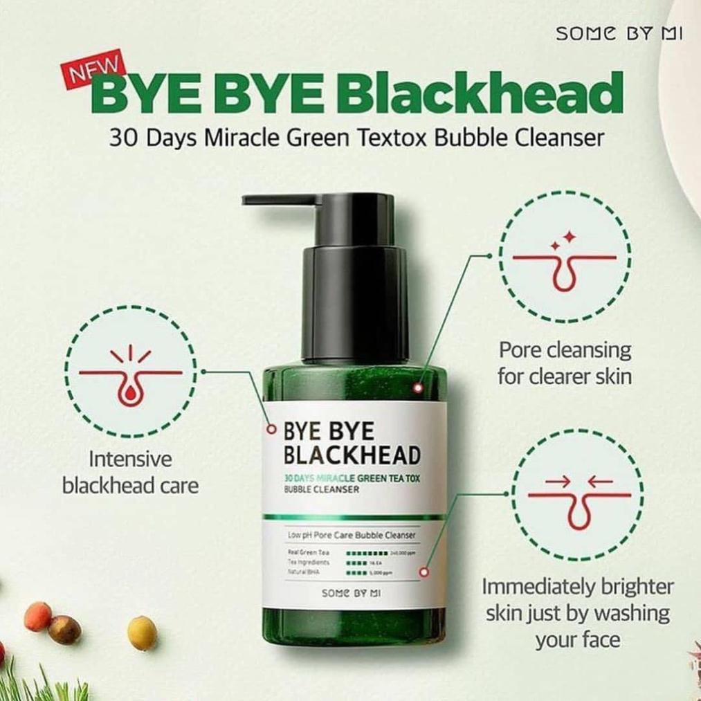 [Chính Hãng] Sữa Rửa Mặt Loại Bỏ Mụn Đầu Đen 120gr - Some By Mi Bye Bye Blackhead 30 Days Miracle Green Tea Cleanser