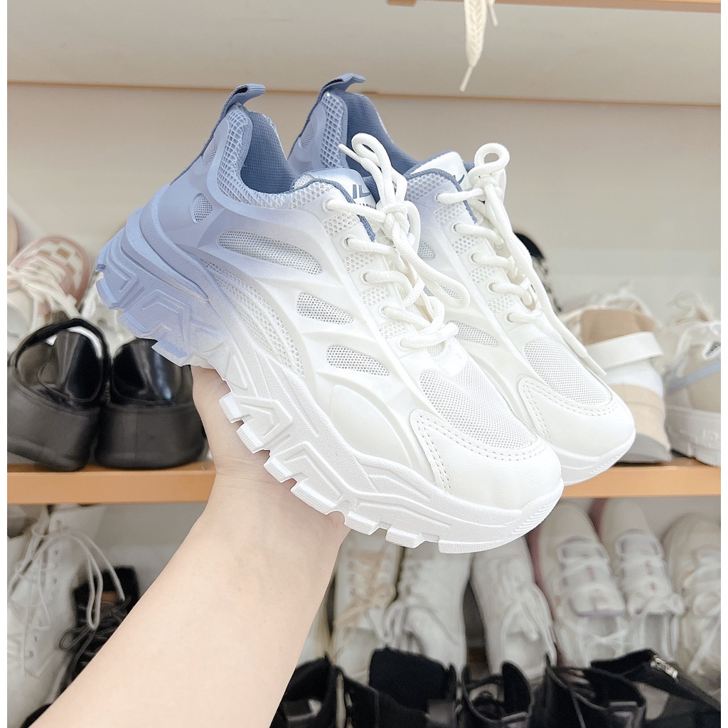 Giày Sneaker Nam Nữ Đế Độn Loang Đế Màu Độn Đế Thông Hơi Thể Thao Unisex