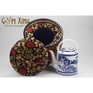 Bao ủ_giỏ ủ ấm kèm ấm tích Bát Tràng 0.75 lít