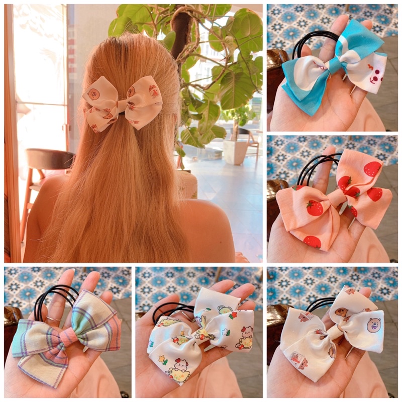 Dây cột tóc nơ hình trái cây cute.