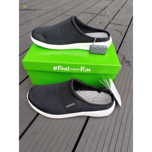 Giày sục cross literide mesh mule cho nam màu đen