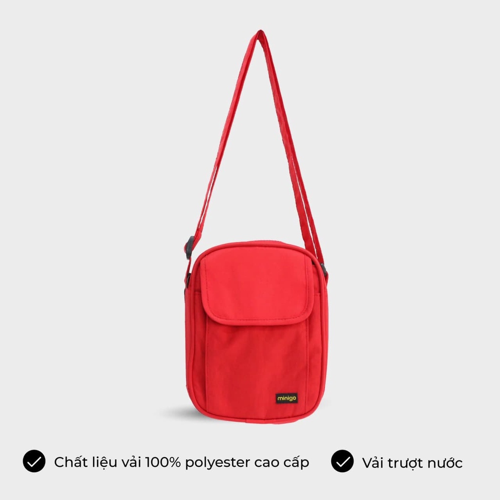 Túi đeo chéo dạng hộp đứng Minigo chất liệu vải trượt nước nắp gài nam châm tiện lợi nhiều màu