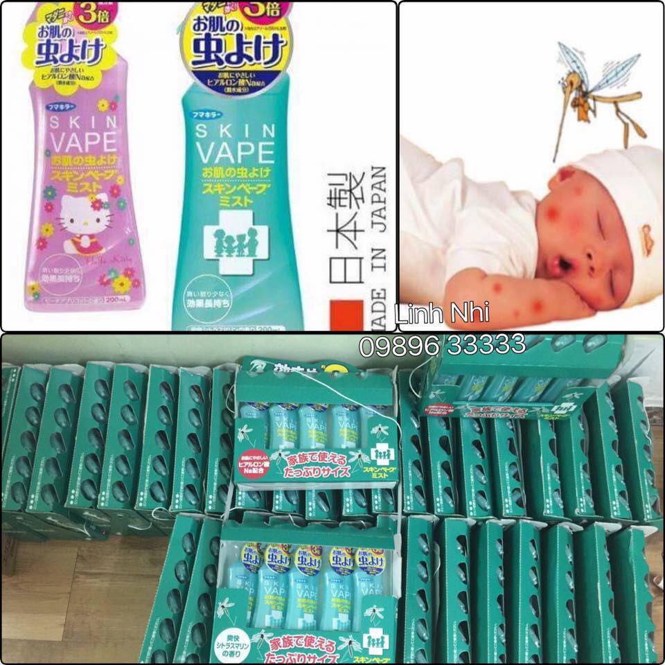 Xịt chống muỗi Skin Vape Hello Kitty nội địa Nhật Bản cho trẻ