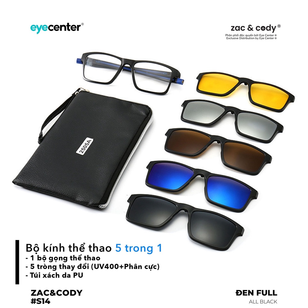 Gọng kính cận thể thao nam nữ S14S 5in1 chính hãng ZAC & CODY nhựa dẻo siêu nhẹ nhập khẩu by Eye Center Vietnam