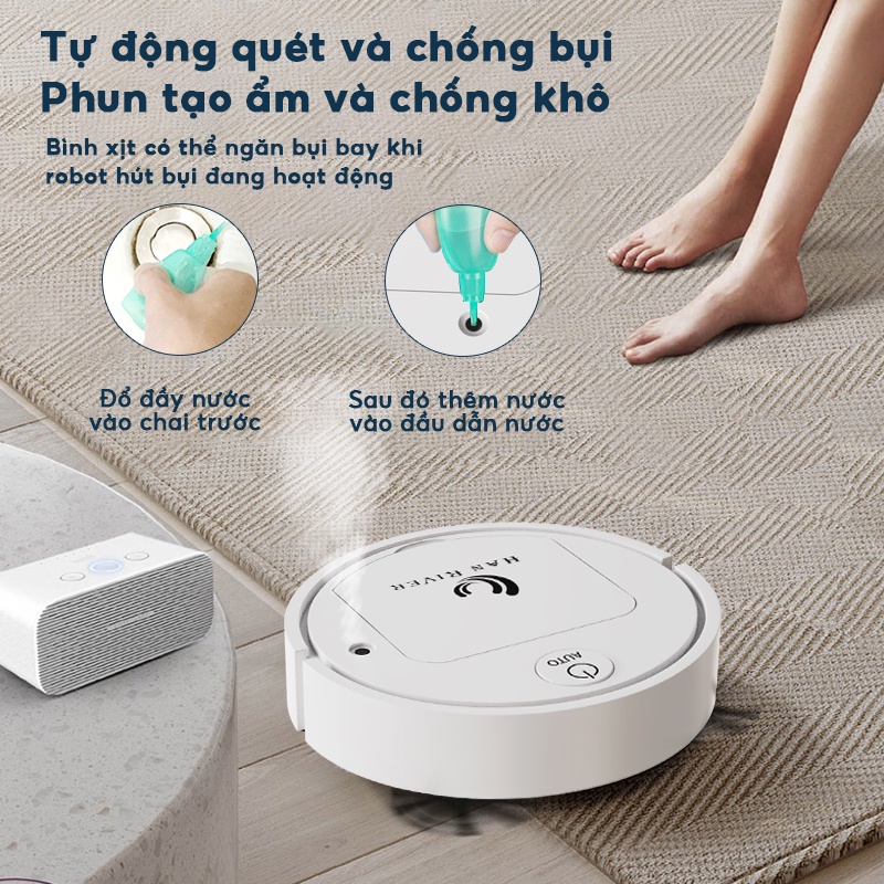 Robot hút bụi lau nhà thông minh HAN RIVER - Hàng chính hãng