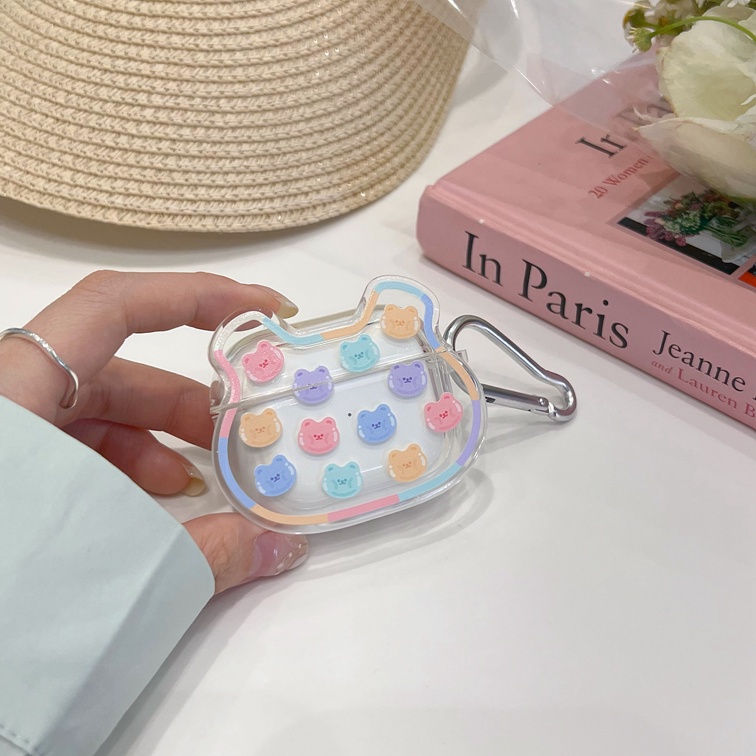 Vỏ Bảo Vệ Hộp Sạc Tai Nghe airpods 1 2 pro Bằng tpu Mềm Hình Đầu Gấu Màu Sắc