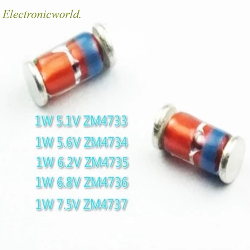 Bộ 50 1W LL41 Zener Diode 5.1V 5.6V 6.2V 6.8V 7.5V / 5V1 5V6 6V2 6V8 7V5 ZM4733 ZM4734 ZM4735 ZM4736