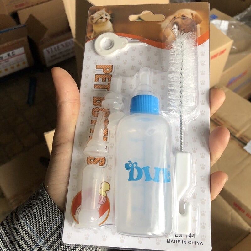 Bình Sữa Cho Chó Mèo Con Kèm 5 Núm Kích Cỡ Và Dụng Cụ Vệ Sinh -BOMPET