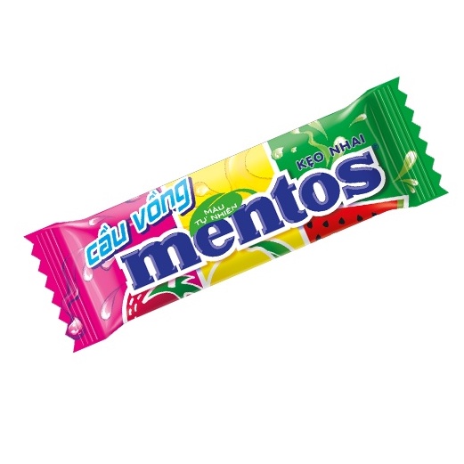 Combo 3 gói Kẹo nhai Mentos Cầu Vồng 3 Viên Hương Trái Cây (Gói 120g)