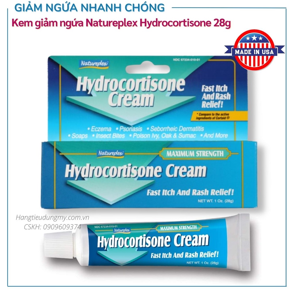 Kem giảm ngứa do chàm, vảy nến, côn trùng cắn Natureplex Hydrocortisone Cream 28g|Giảm ngứa và phát ban nhanh chóng