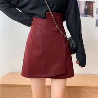 [Hàng order] Chân váy da cạp cao eo cách điệu