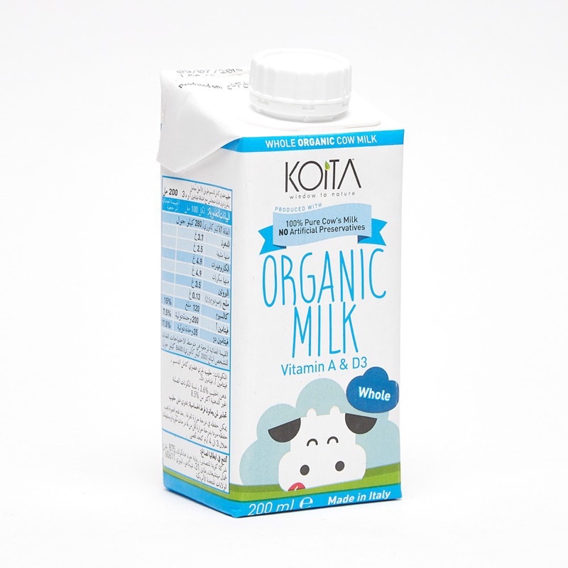 SỮA ORGANIC KOITA NGUYÊN KEM 200ML/ SỮA BÒ HỮU CƠ/ KOITA ORGANIC WHOLE MILK