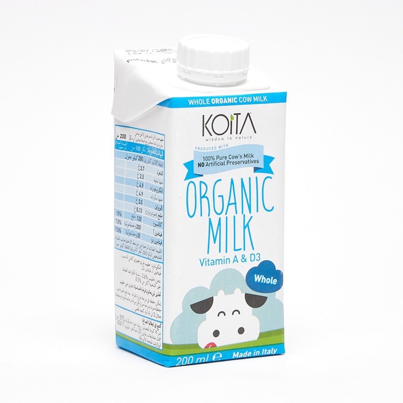 SỮA ORGANIC KOITA NGUYÊN KEM 200ML/ SỮA BÒ HỮU CƠ/ KOITA ORGANIC WHOLE MILK