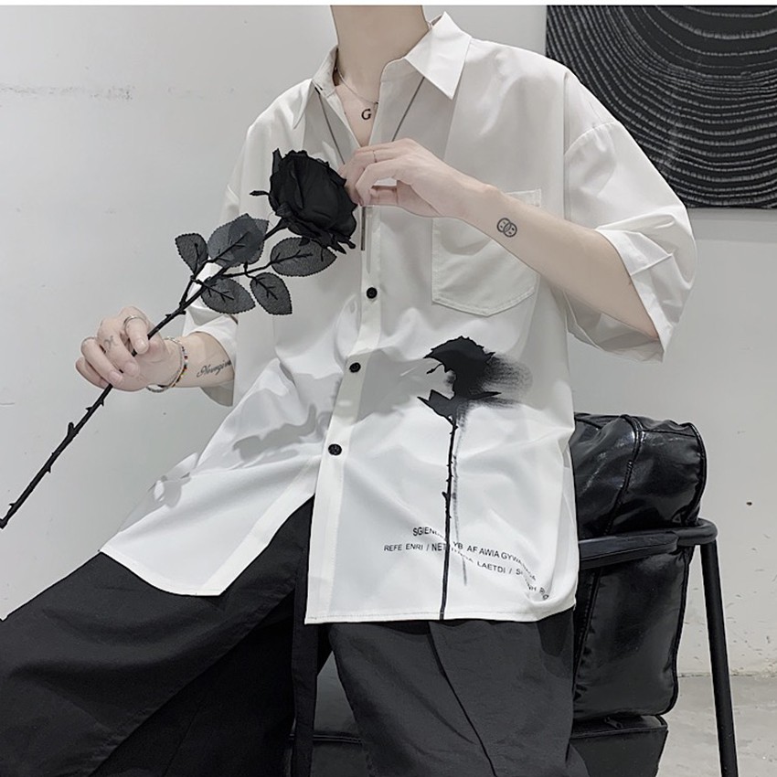 Combo Áo Sơ Mi Ngắn Tay Hoạ Tiết Bông Hồng Kết Hợp Quần Tây Âu Chinos Dáng Baggy ZENKODLMEN SOMI 41 + JOGGER 63