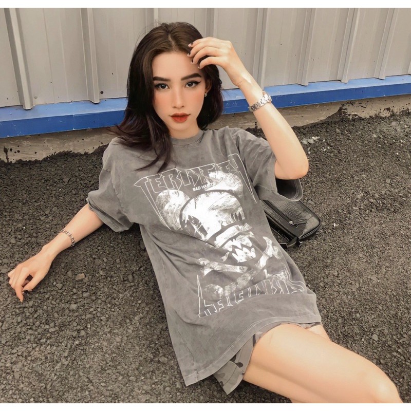 Áo thun wash tee Bad Habits Terrified Washed Áo ngắn tay không cổ Nam nữ Kun Shop