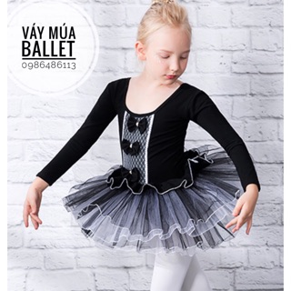 Váy múa ballet 3 nơ cao cấp (tím, đen)
