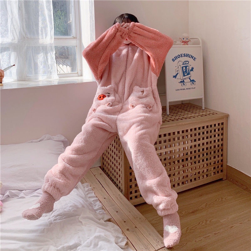 Áo Choàng Ngủ Một Mảnh Chất Liệu Lông Cừu San Hô Dày Dặn In Họa Tiết Hoạt Hình Thời Trang Thu Đông Cho Nữ | BigBuy360 - bigbuy360.vn