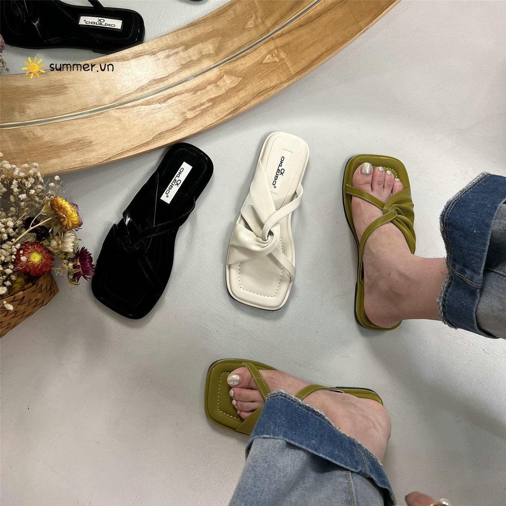 Dép Sandal Quai Chéo Đế Bệt Thời Trang Mùa Hè Pháp 2022