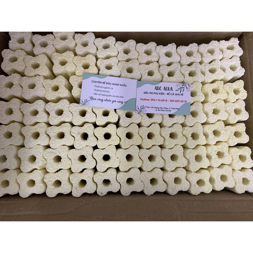 Thanh sứ hoa mai vàng lọc nước bể cá/ hồ cá cảnh