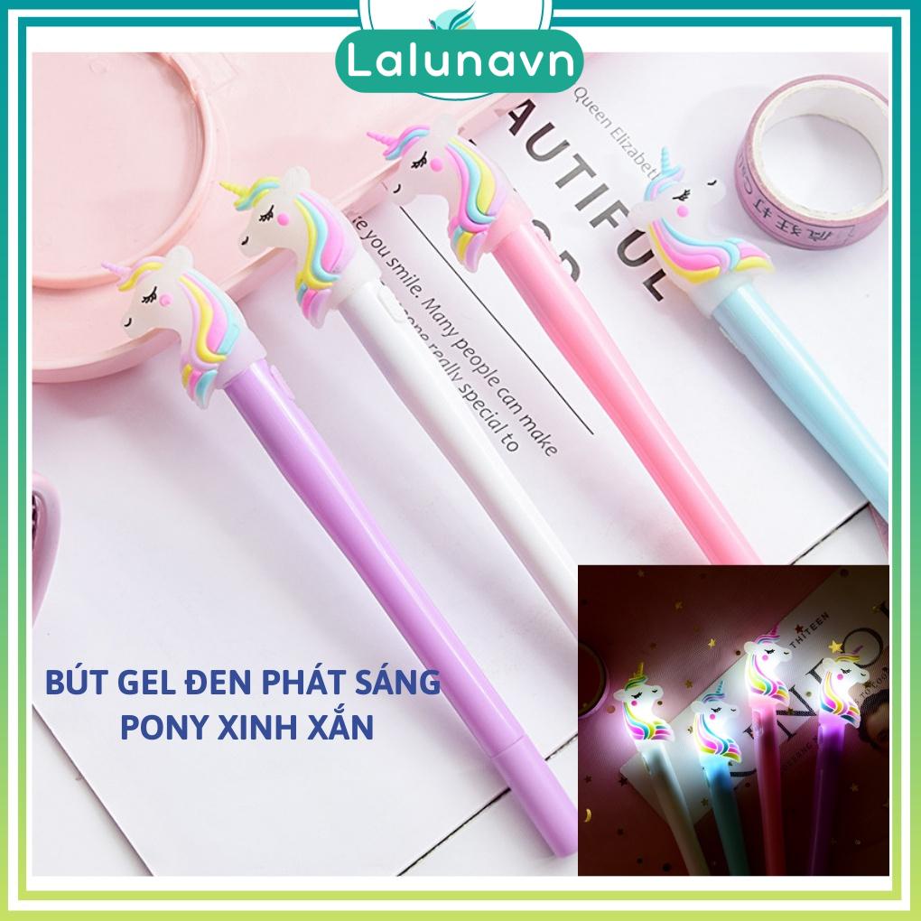 Bút mực gel đen pony viết ngòi 0.5mm thiết kế phát sáng dễ thương, bút kỳ lân nhiều màu - A65