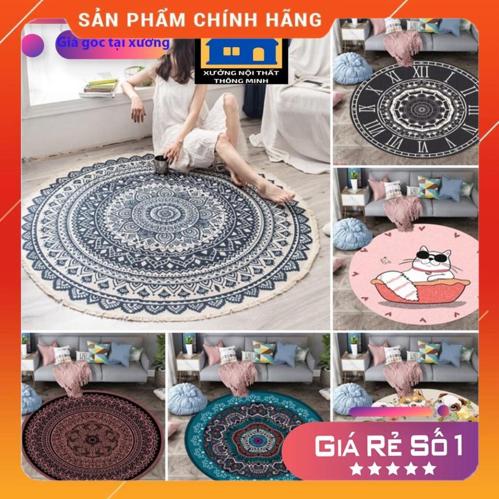 [FREESHIP] Thảm trải sàn bali 1mx1m, thảm bali tròn trang trí ( Mặt Sau đế cao su Chống Trơn)FREESHIP