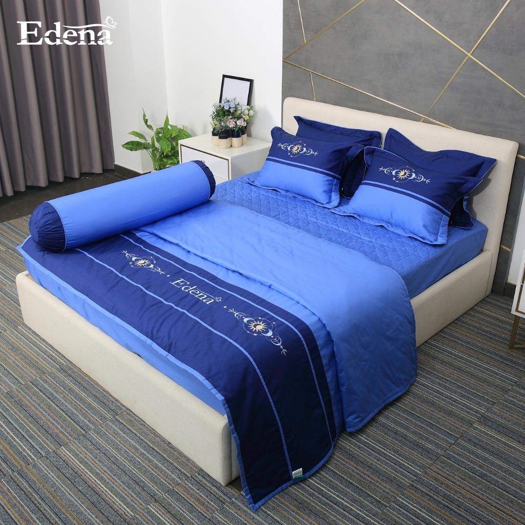 Bộ chăn ga Edena Basic Solid - Cotton 100% 5 món thoáng mát