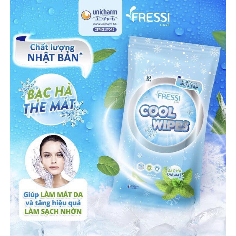 [Chính hãng]Combo 5 gói khăn ướt Fressi Care Cool Unicharm