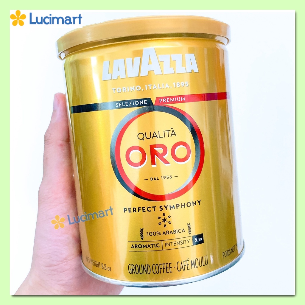 Cà phê Ý Lavazza rang xay sẵn Qualita Oro Ground Coffee 100% Arabica, hộp 250 gram [Made in Italy]