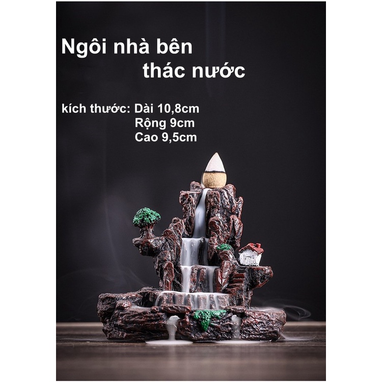 Thác khói trầm hương tự nhiên khói tỏa ngược tiểu cảnh thư giãn, an nhiên
