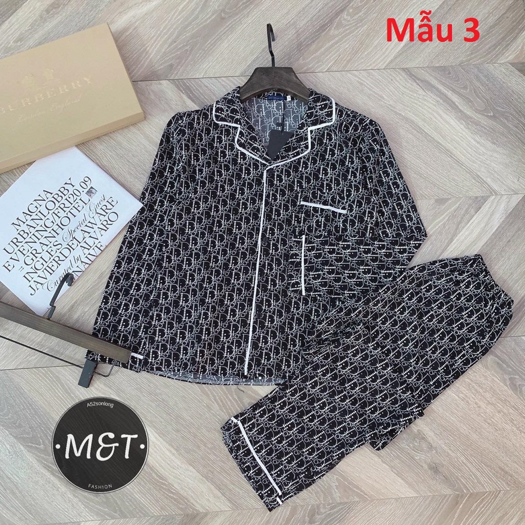 Bộ Ngủ Pyjama Lụa Dài Tay Phù Hợp Cả Nam Và Nữ, Bộ Đồ Ngủ Dài Tay Chất Lụa Cao Cấp