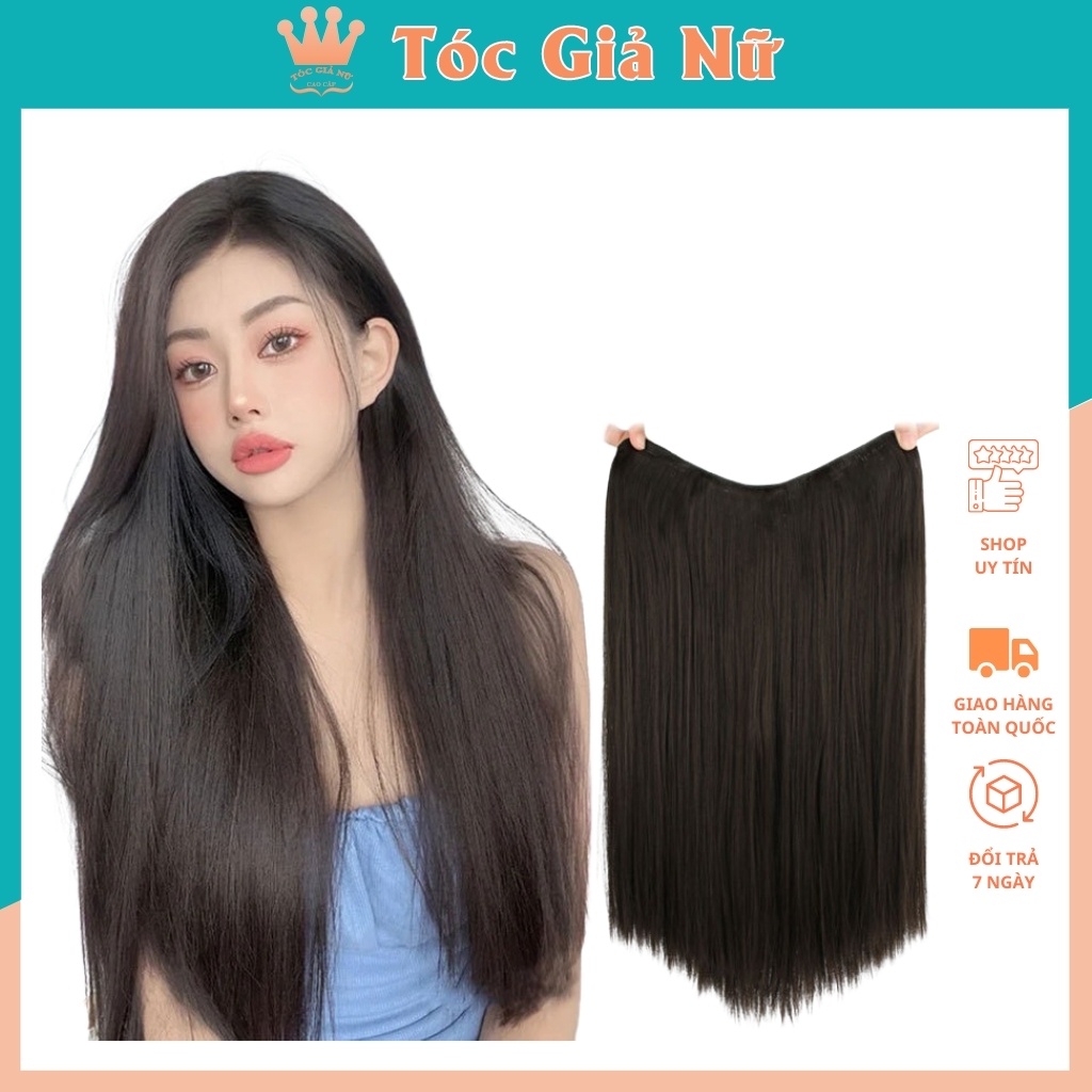 Tóc giả nữ dài/ Tóc giả kẹp thẳng 60cm, A10-60cm