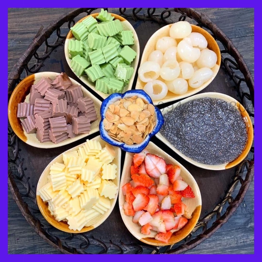 Bột pudding trứng, dâu, trà xanh, khoai môn, sầu riêng, dừa, socola bkb gói 1kg