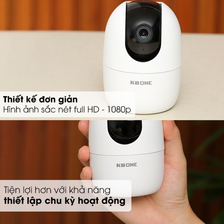 Camera Wifi KBONE KN-H21PA 2.0 Megapixel, quan sát 360 độ, tích hợp còi báo động, đàm thoại 2 chiều