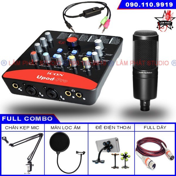 SALE_FULL BỘ SOUND CARD UPOD PRO + MICRO THU ÂM AUDIO TECHNICAL - AT2020