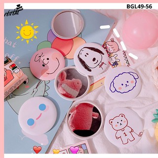 Gương tròn mini bỏ túi loại tốt, bắt ánh sáng - họa tiết hoạt hình dễ thương