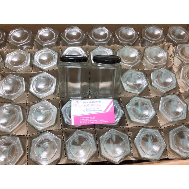 Hủ thuỷ tinh nắp thiếc hình lục giác 180ml (Chai lọ mỹ phẩm)