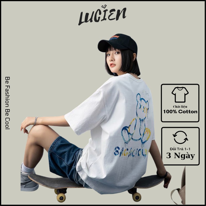 Áo phông unisex form rộng Sagacious chất liệu cotton cho nam nữ, Áo thun tay lỡ phong cách Ulzzang Lucien Official | BigBuy360 - bigbuy360.vn