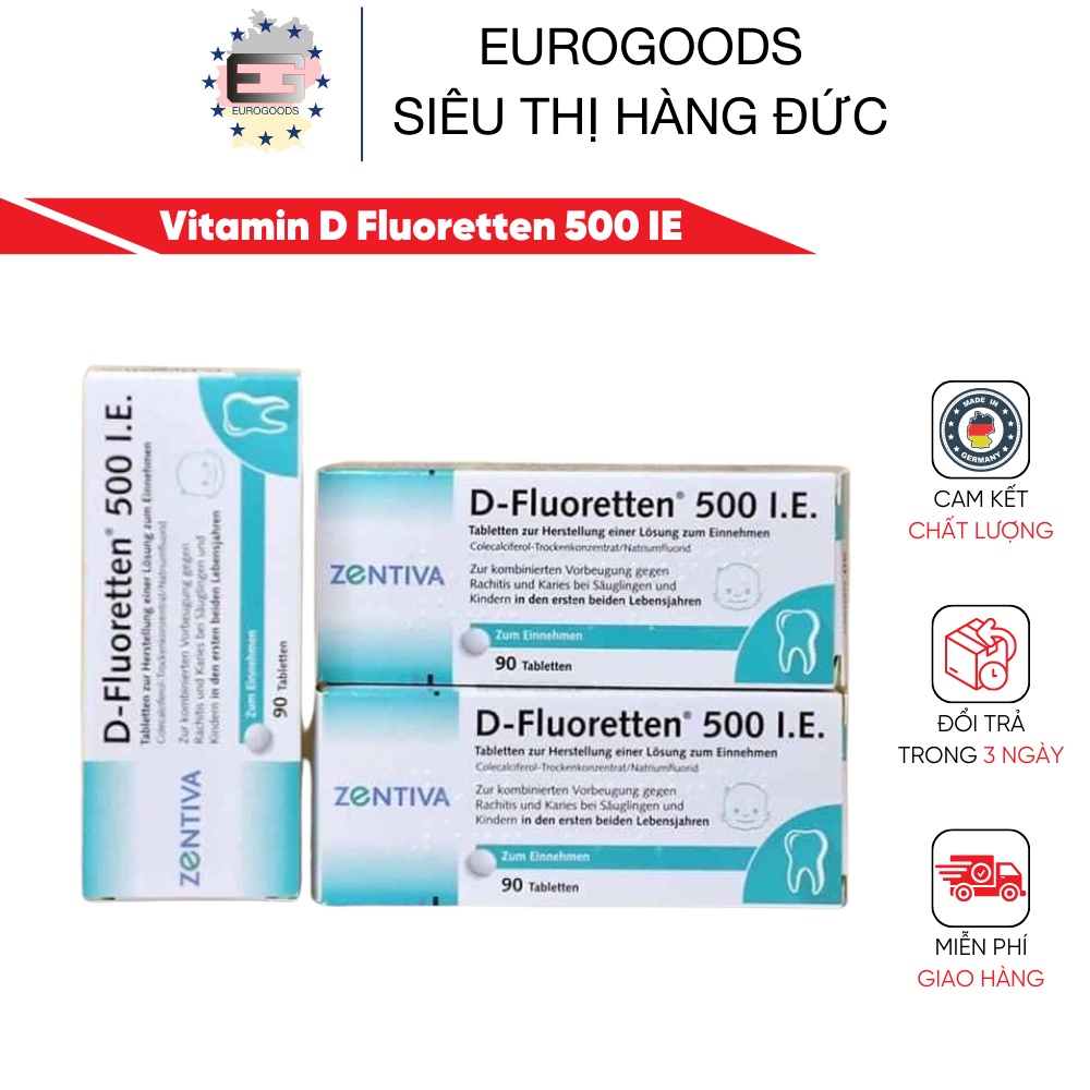 Viên Vitamin D3 Đức ⚡ CAM KẾT CHUẨN AUTH ⚡ Vitamin D Fluoretten 500 I.E bổ sung cho trẻ sơ sinh và trẻ nhỏ - Nội địa Đức