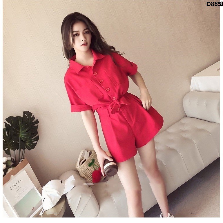 Jumpsuit Ngắn Cổ Yếm Thời Trang Mùa Hè Dành Cho Nữ