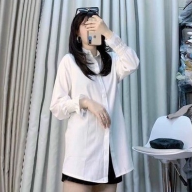 Áo sơ mi nữ trắng dài tay phối tay bèo chất thô lụa mềm giá rẻ siêu xinh,Áo sơ mi nữ trắng dài tay phối bèo