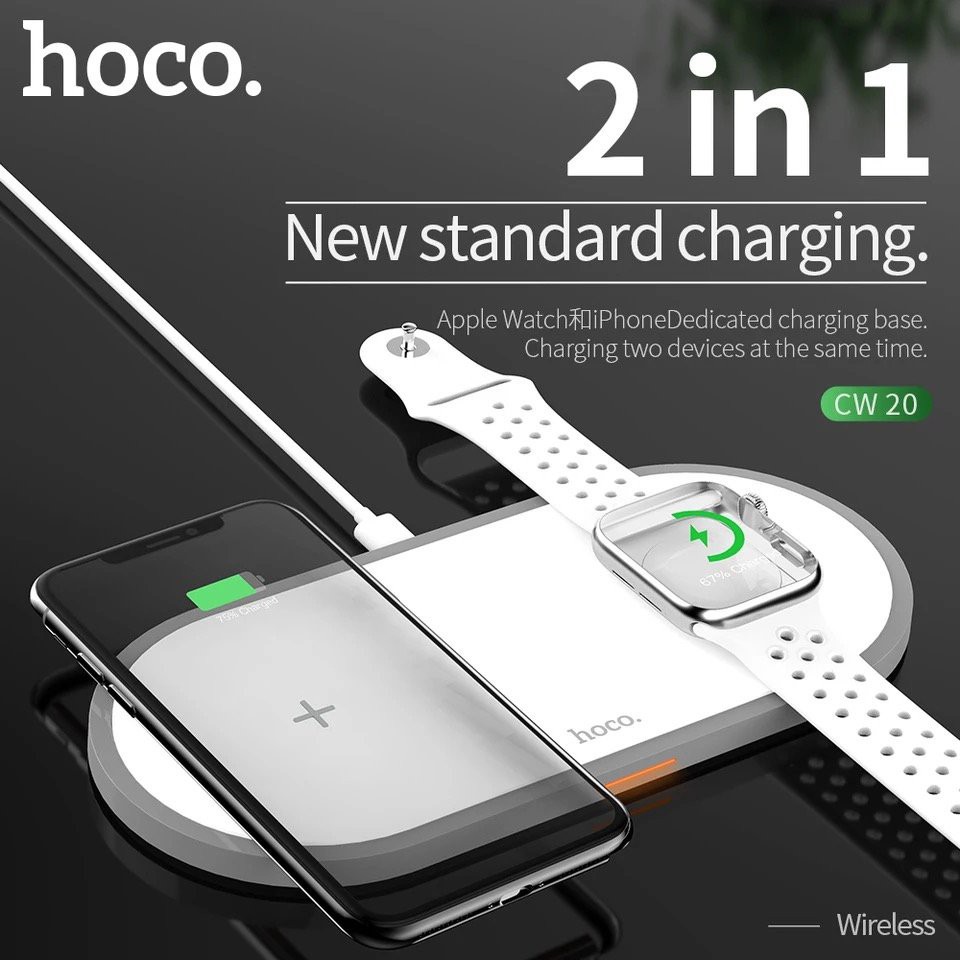 Đế sạc không dây iphone sạc nhanh Qi 3 in 1 Hoco cw21,cw33 Cdành cho iphone apple watch airpods