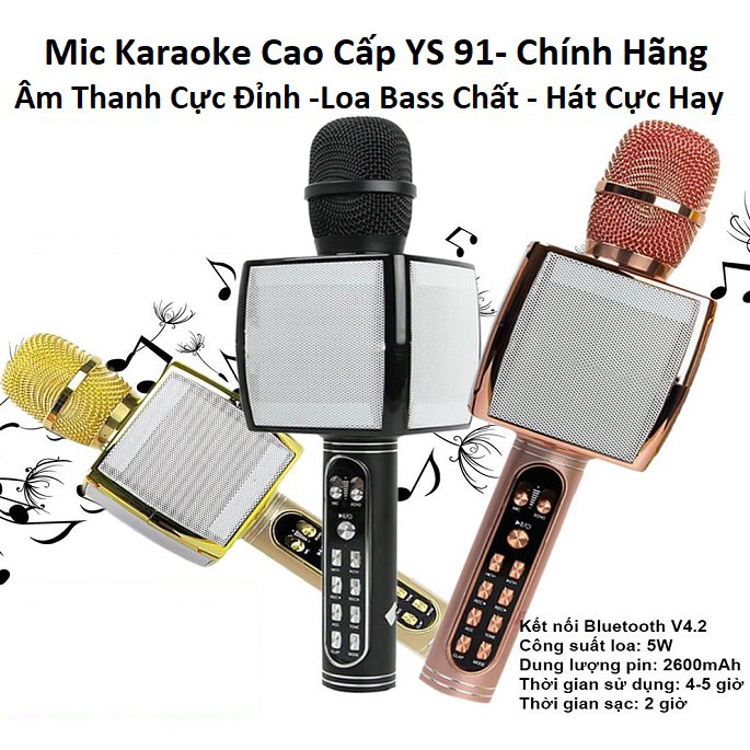 [Cực hay hàng loại 1] Micro không dây hát karaoke YS91 Bluetooth hát cực chất bảo hành đổi mới